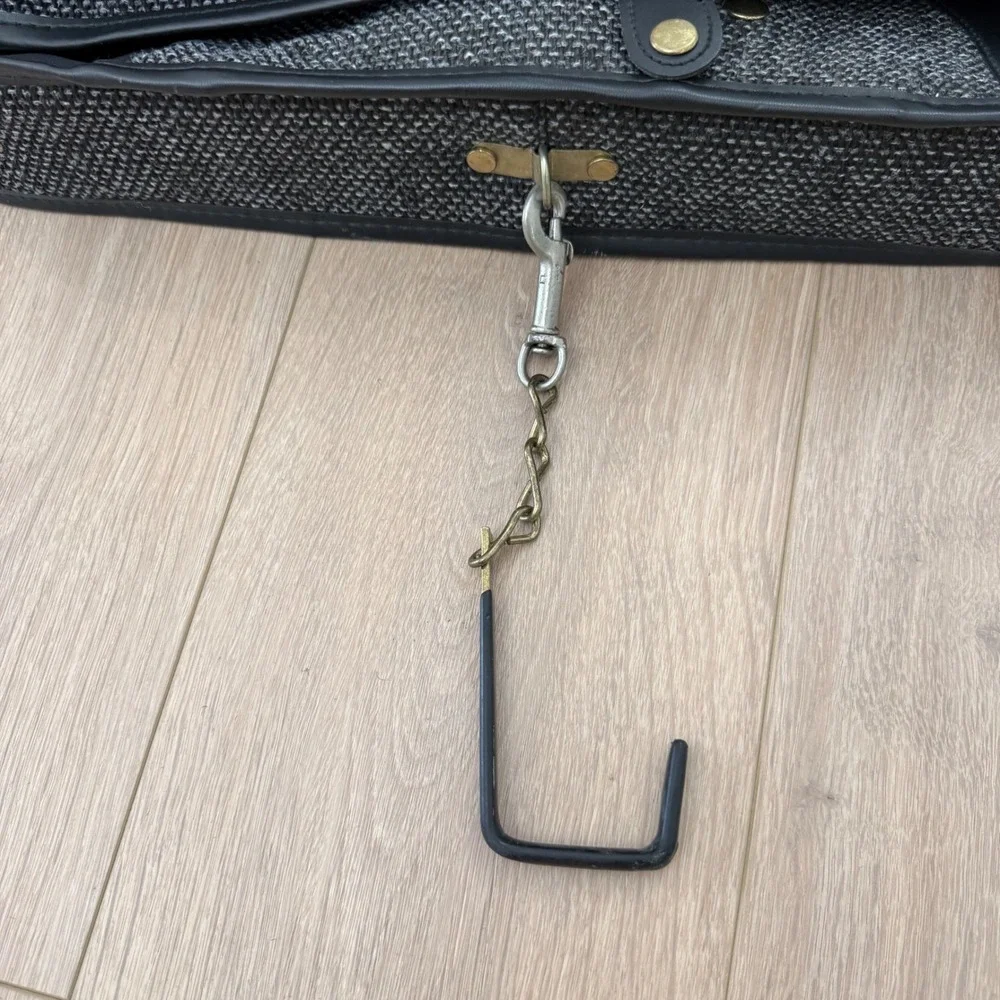 Kluge Grey Tweed Folding Garment Bag Travel Suit Carrier with Brass Hardware